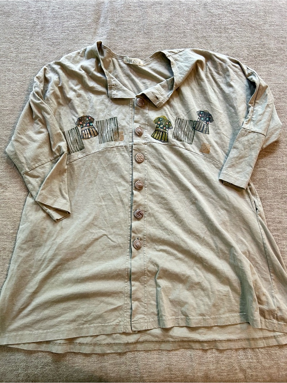 Vintage Blue Fish button down tunic dress